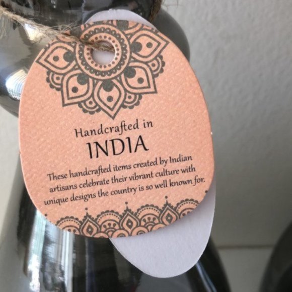 UMA Set Of 2 Glass Candle Holders Grey Made in India - Picture 3 of 7